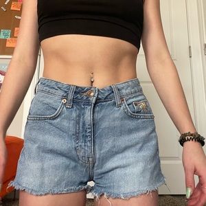 Jean Shorts with Embroidery Accents